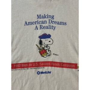 Vintage 1960's Snoopy & Woodstock Metlife banking shirt size XL